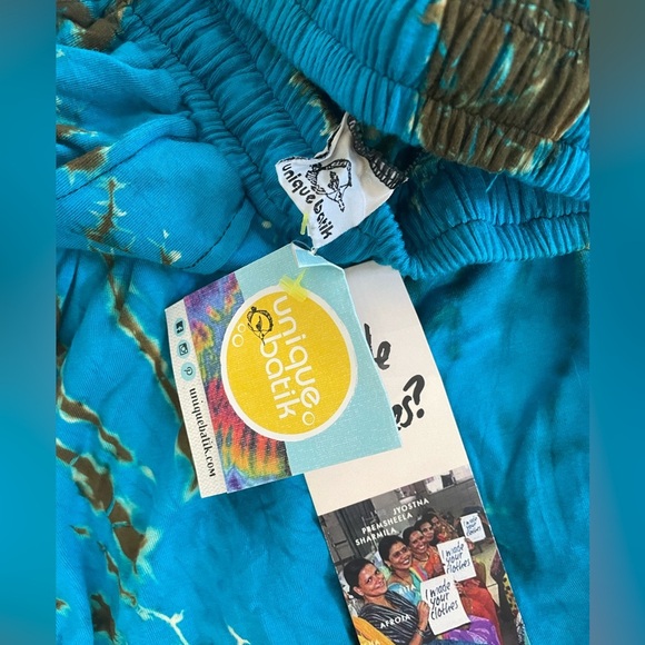 New! Unique Batik, one size fits most, Jenny blue tie dye cuffed harem pants - Picture 2 of 5